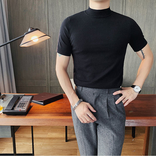 Knitted Round Neck Business T-Shirt