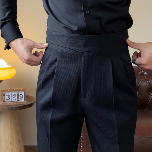 Men Casual Suit Pants High-waist Formal Dress Trousers
