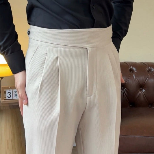 Men Casual Suit Pants High-waist Formal Dress Trousers